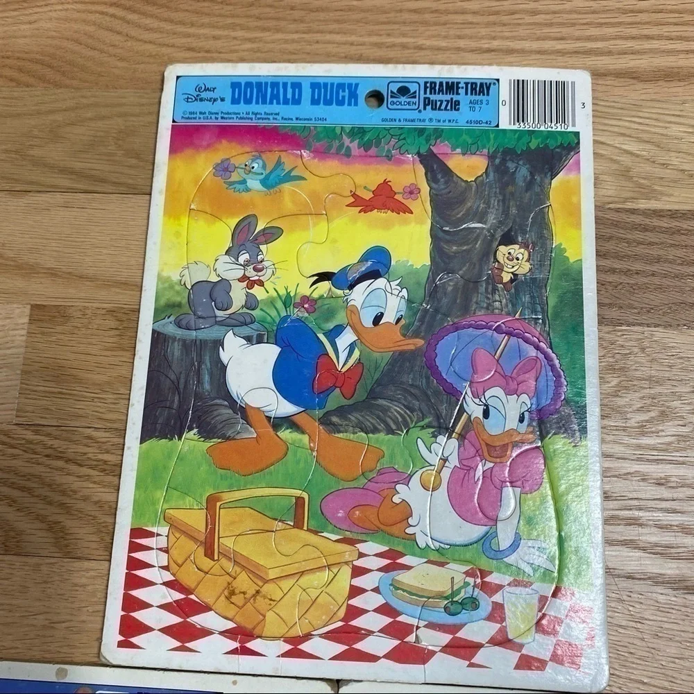 Vintage Puzzle Bundle Frame Tray Disney Donald Duck Little Beasties